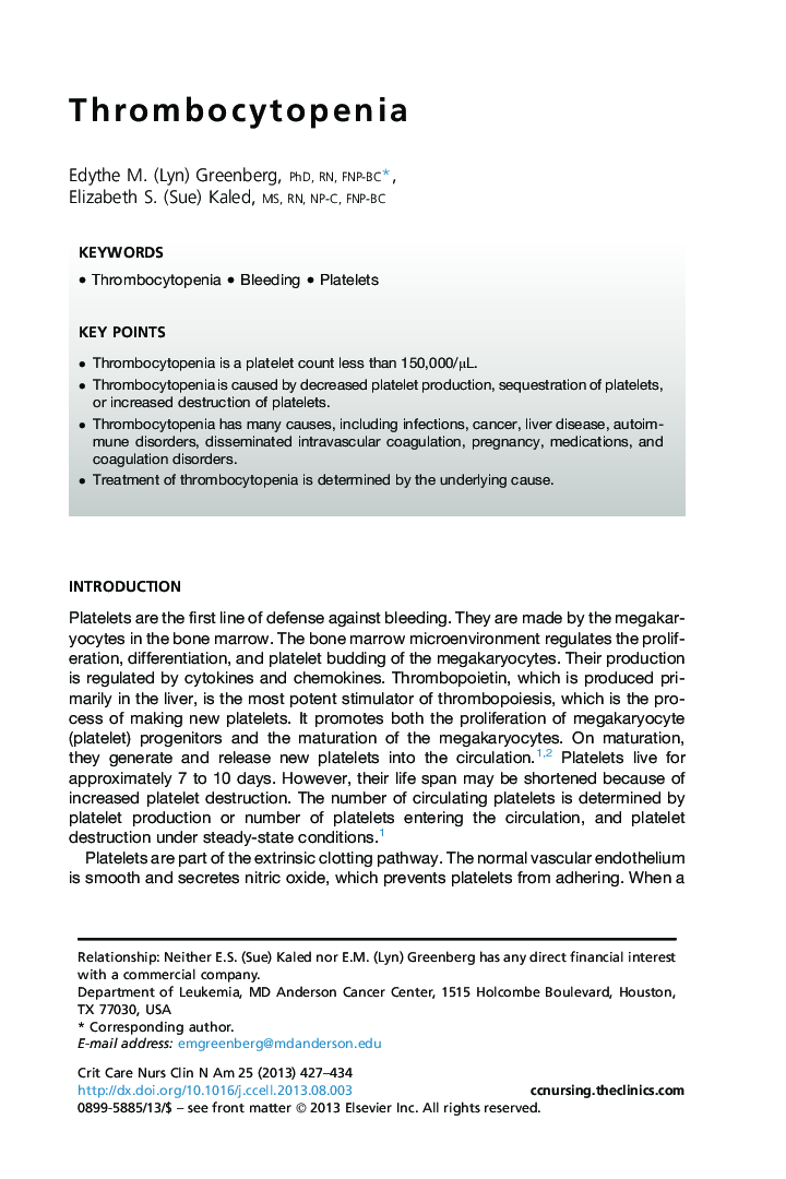 Thrombocytopenia