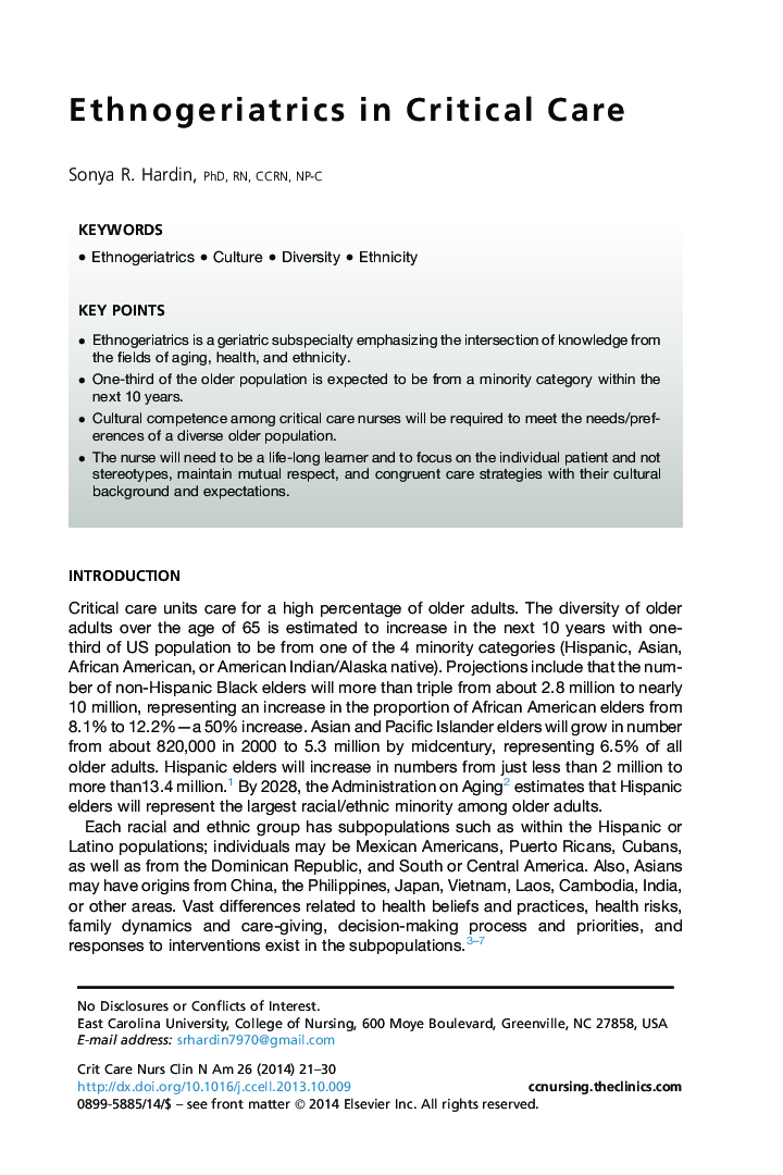 Ethnogeriatrics in Critical Care