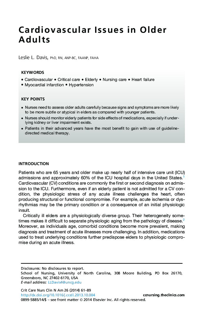 Cardiovascular Issues in Older Adults