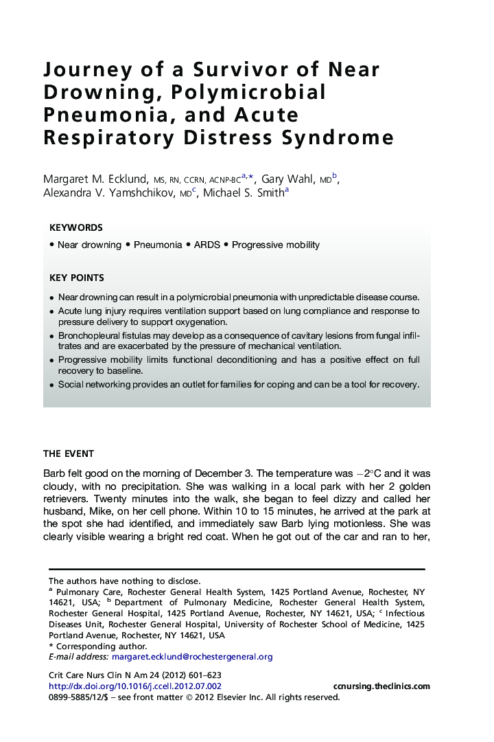 Journey of a Survivor of Near Drowning, Polymicrobial Pneumonia, and Acute Respiratory Distress Syndrome