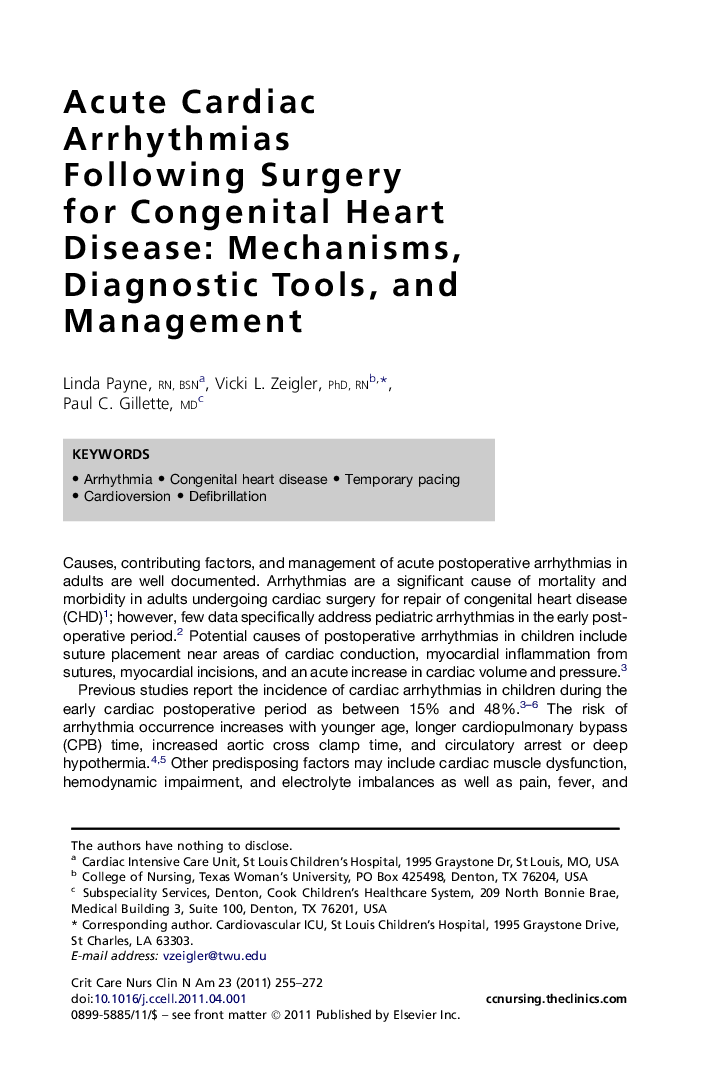Acute Cardiac Arrhythmias Following Surgery for Congenital Heart Disease: Mechanisms, Diagnostic Tools, and Management