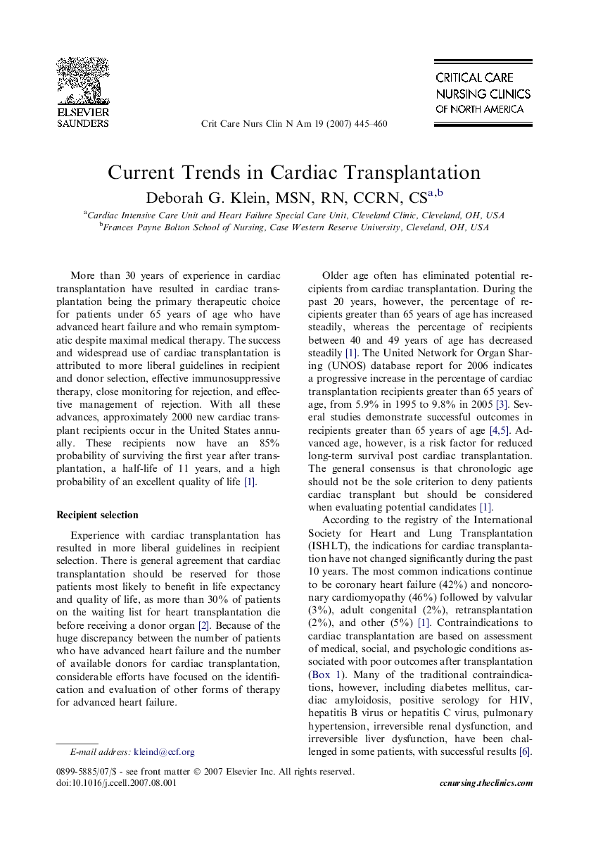 Current Trends in Cardiac Transplantation