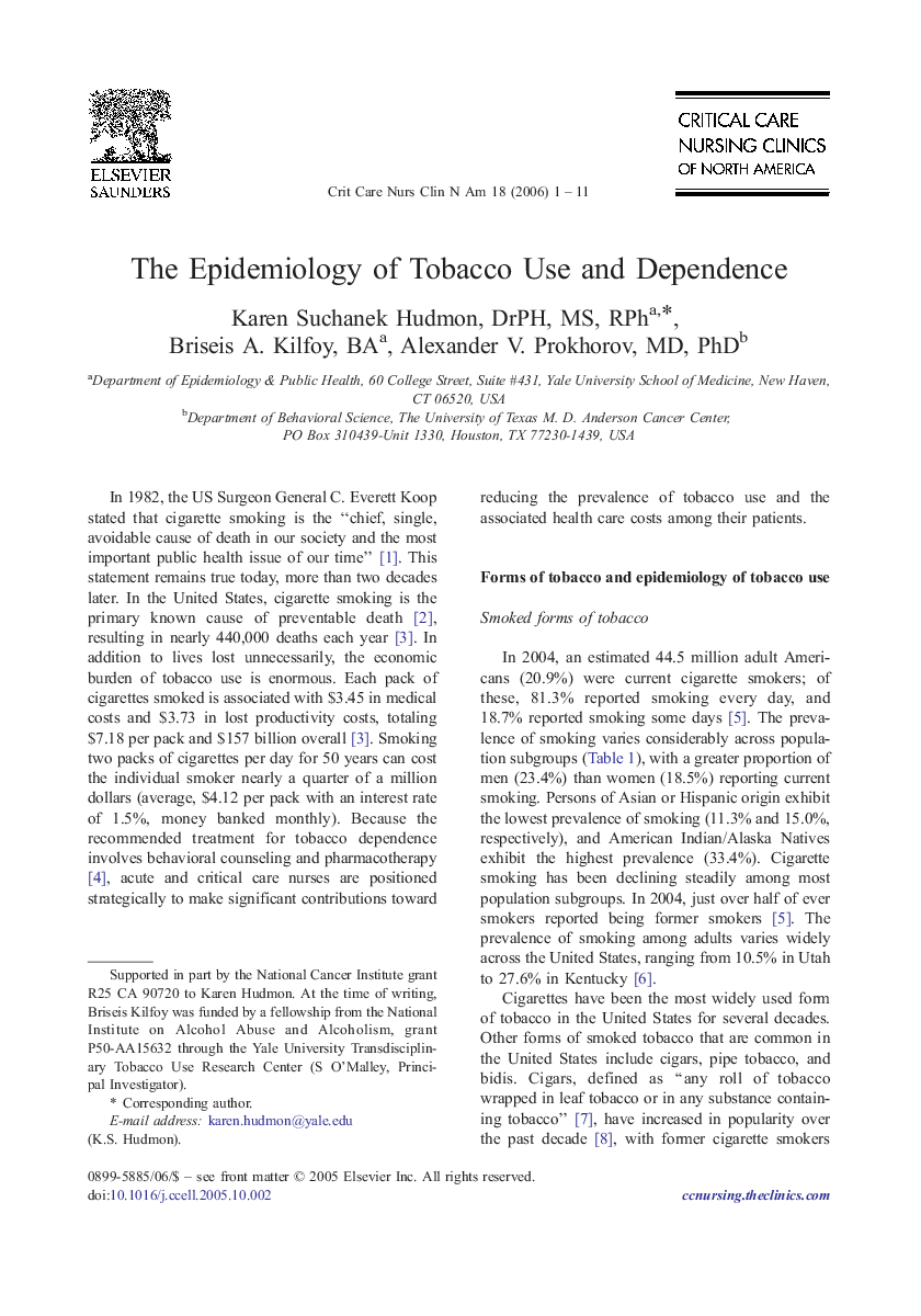 The Epidemiology of Tobacco Use and Dependence