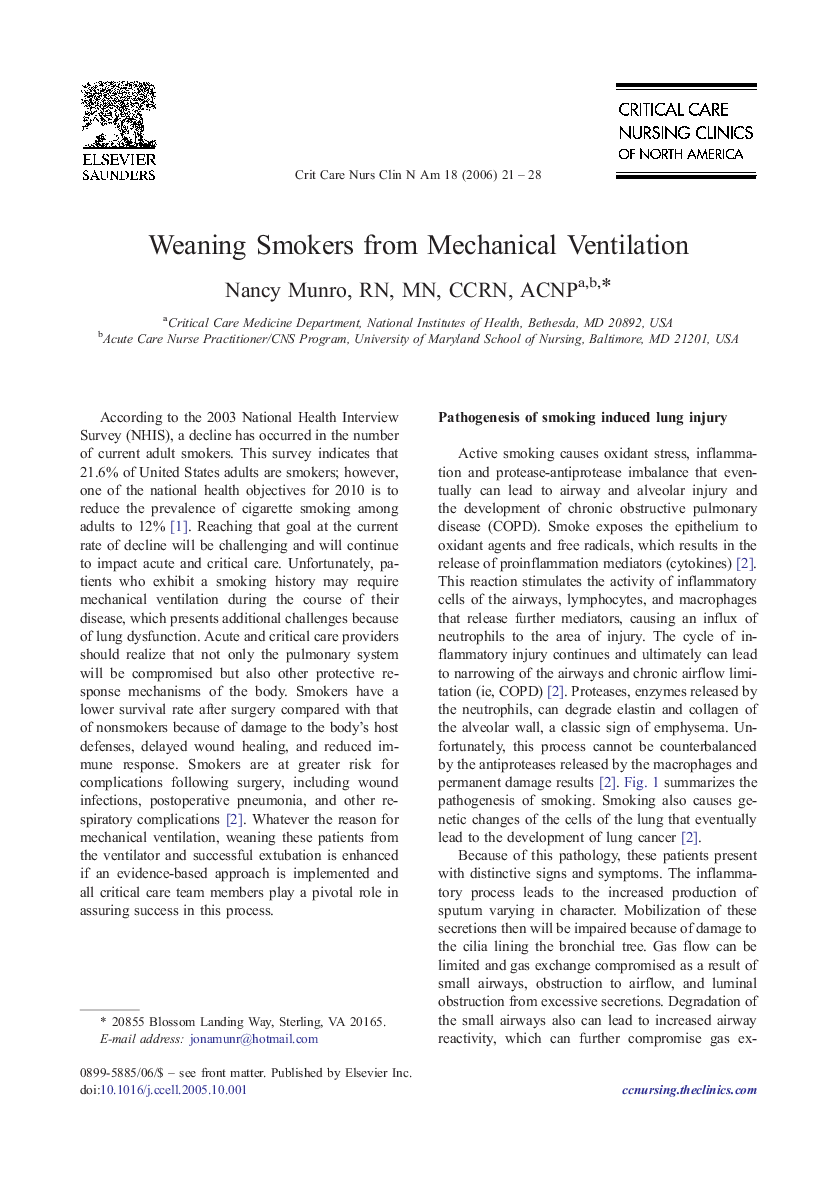 Weaning Smokers from Mechanical Ventilation