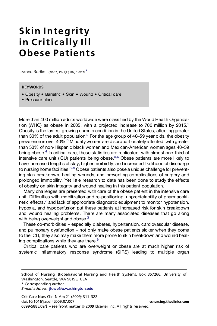 Skin Integrity in Critically Ill Obese Patients