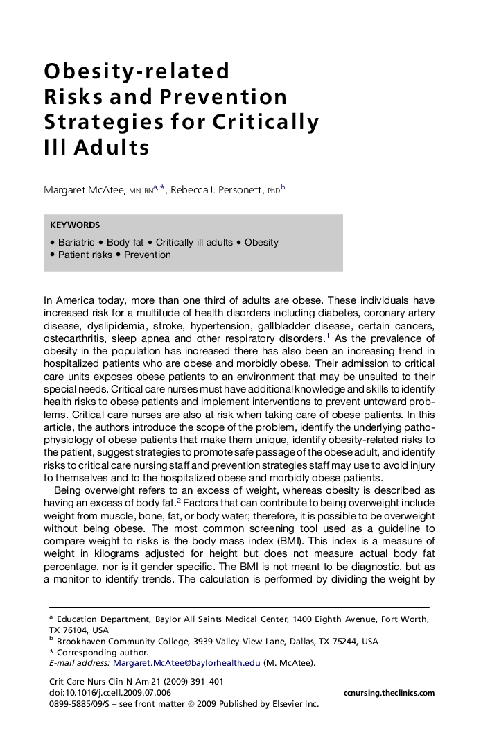 Obesity-related Risks and Prevention Strategies for Critically Ill Adults