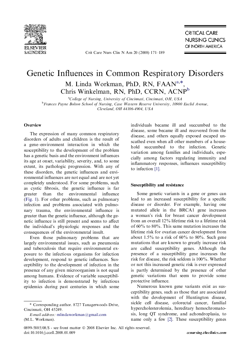 Genetic Influences in Common Respiratory Disorders