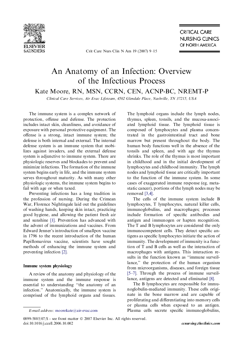 An Anatomy of an Infection: Overview of the Infectious Process