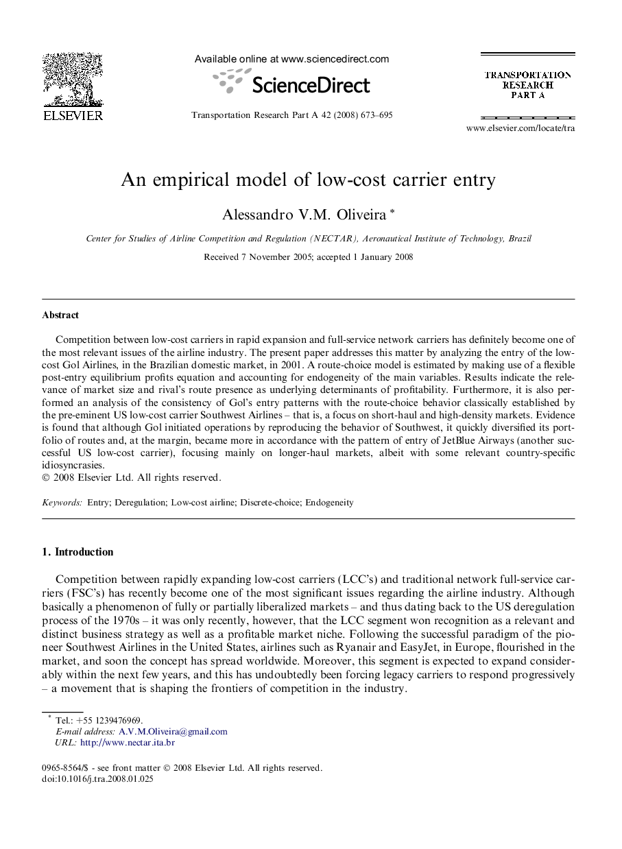 An empirical model of low-cost carrier entry