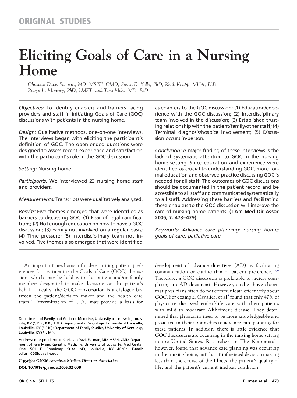 Eliciting Goals of Care in a Nursing Home