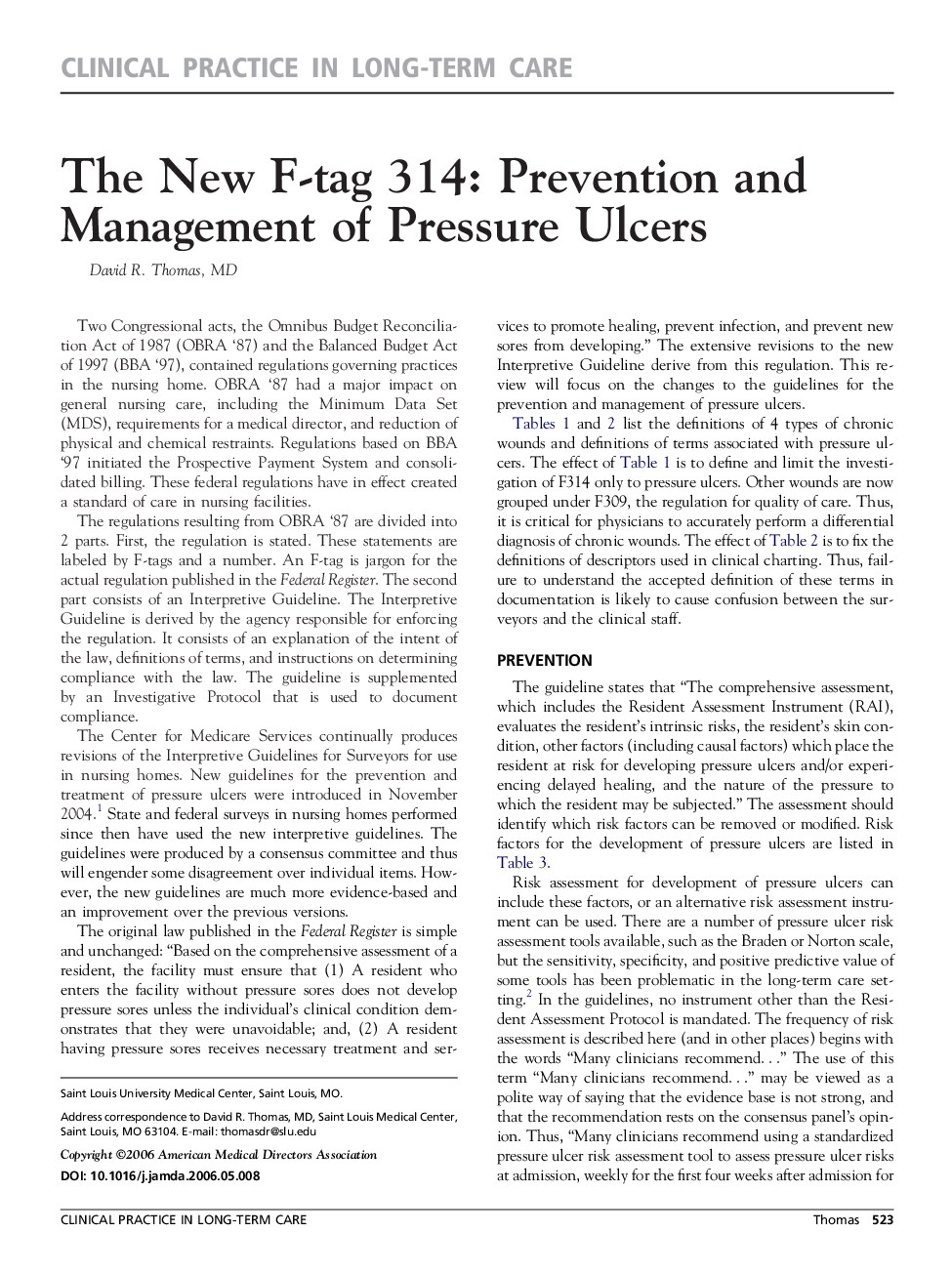 The New F-tag 314: Prevention and Management of Pressure Ulcers