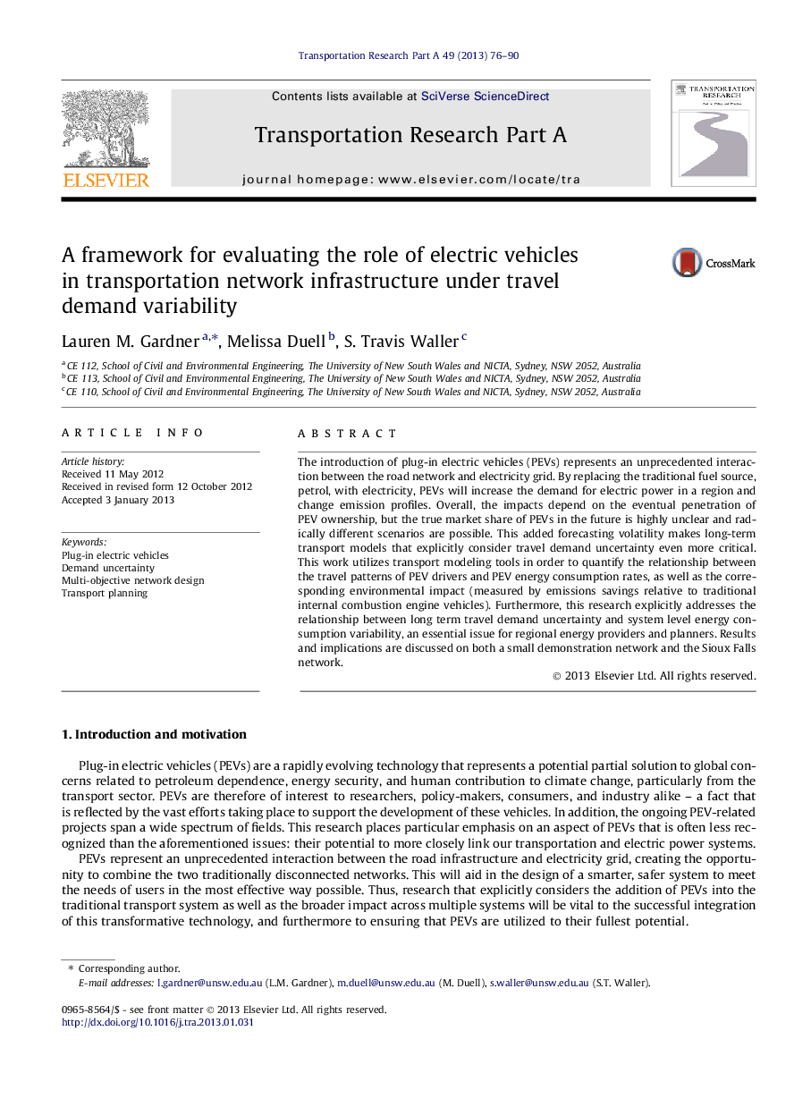 A framework for evaluating the role of electric vehicles in transportation network infrastructure under travel demand variability