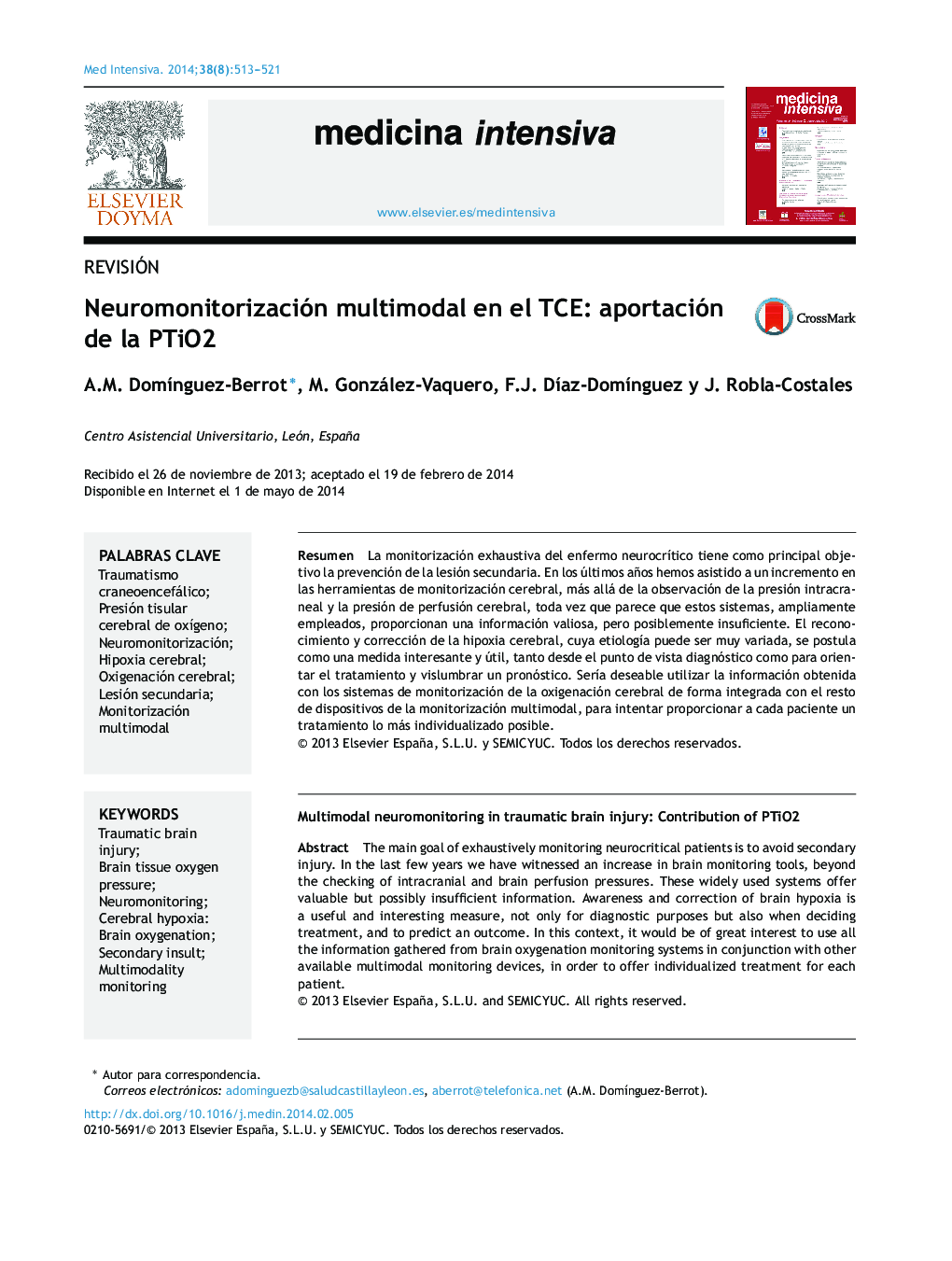 Neuromonitorización multimodal en el TCE: aportación de la PTiO2