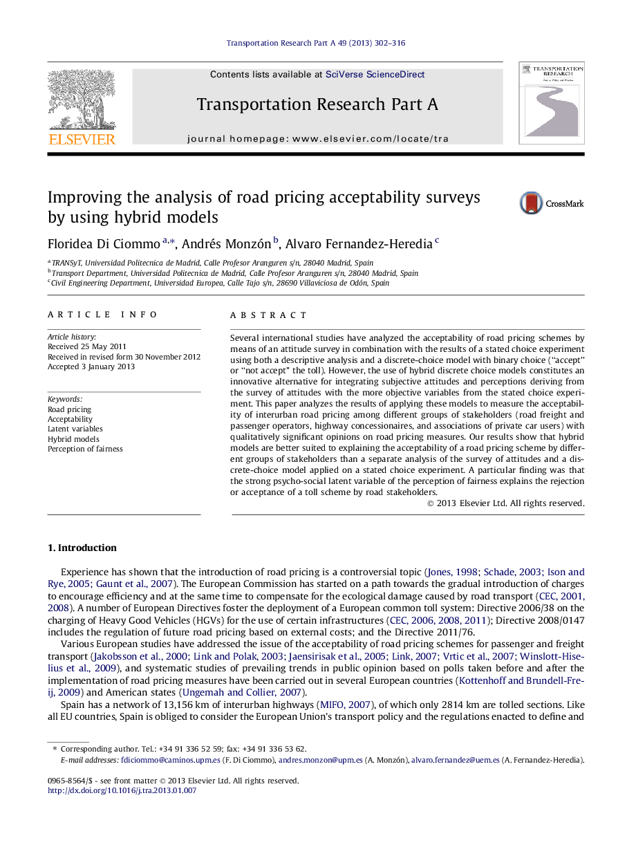 Improving the analysis of road pricing acceptability surveys by using hybrid models