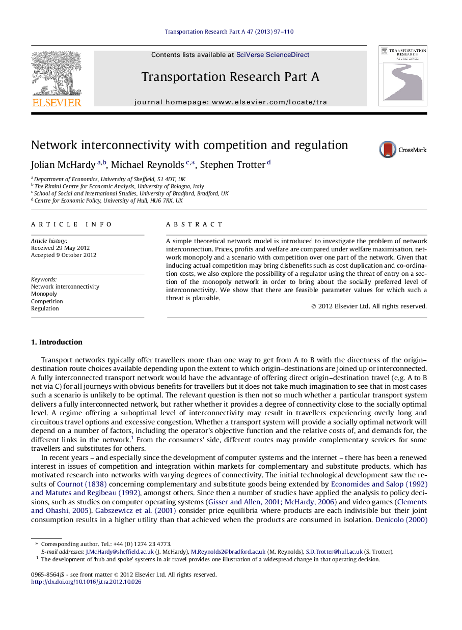 Network interconnectivity with competition and regulation