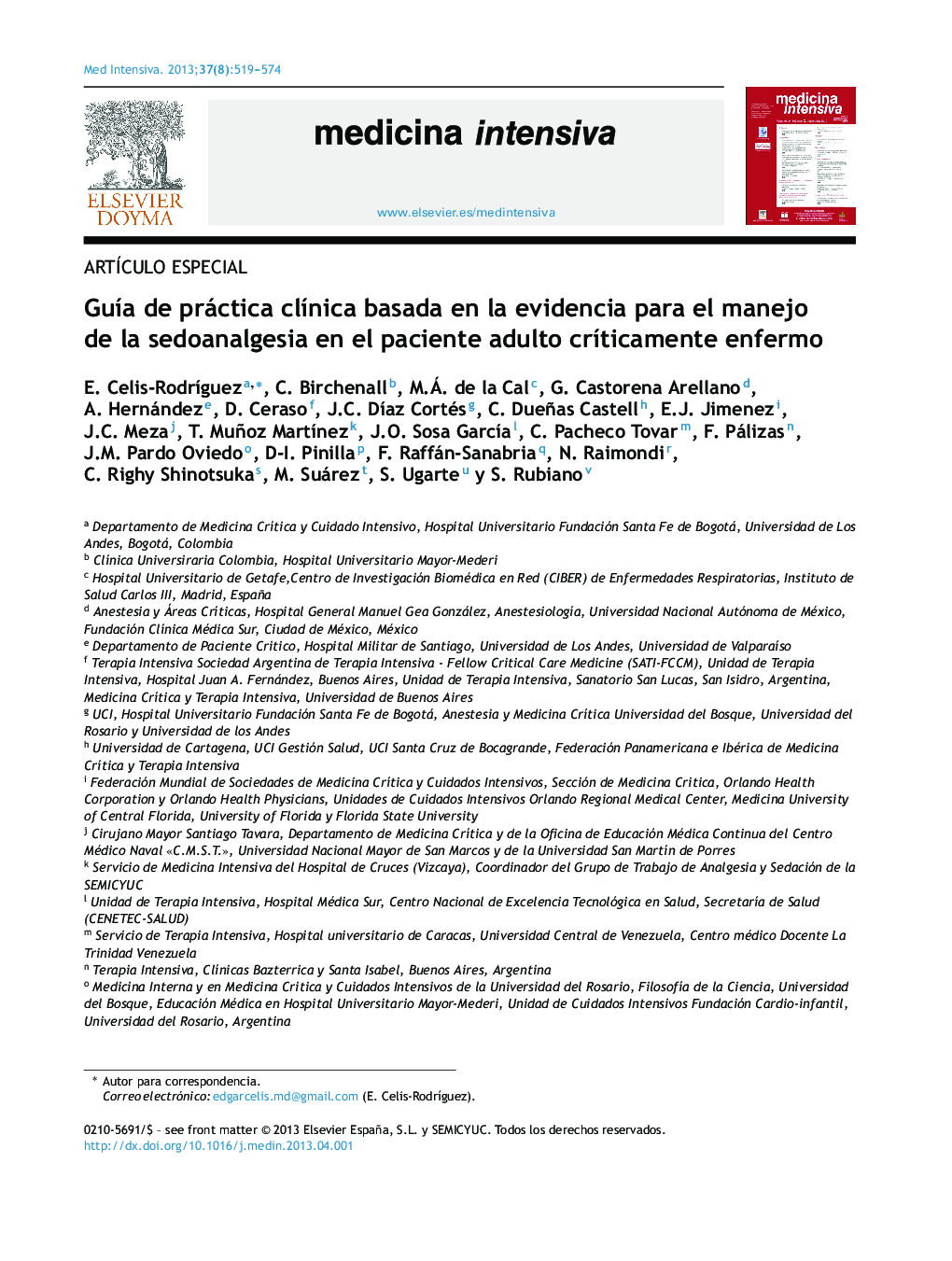 Guía de práctica clínica basada en la evidencia para el manejo de la sedoanalgesia en el paciente adulto críticamente enfermo