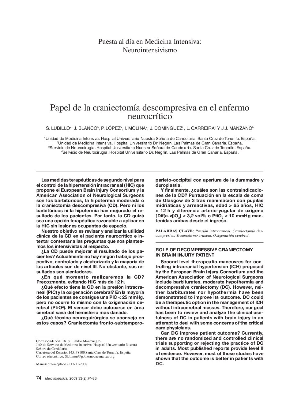 Papel de la craniectomía descompresiva en el enfermo neurocrítico