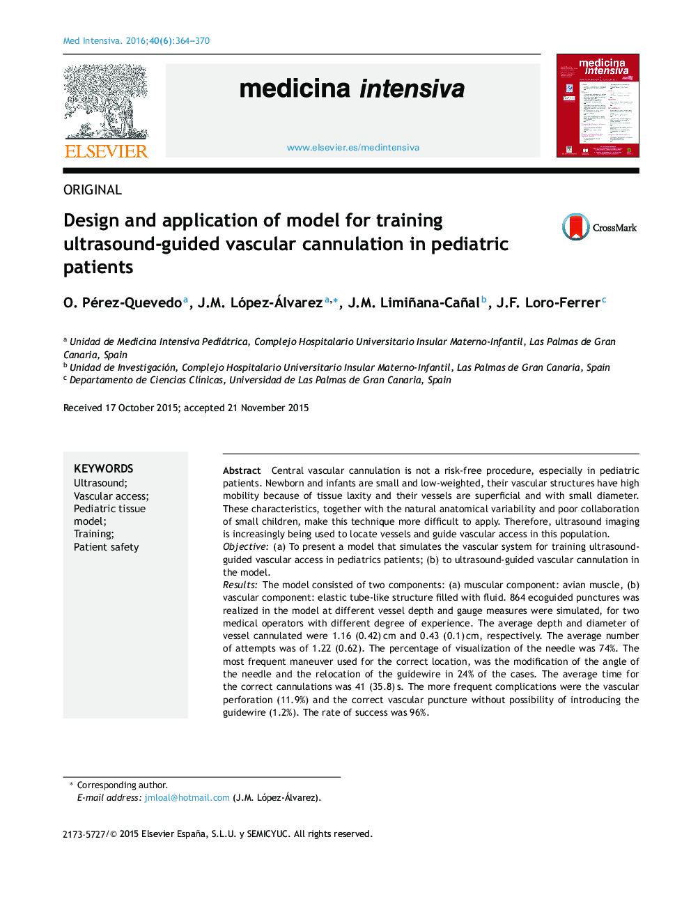 Design and application of model for training ultrasound-guided vascular cannulation in pediatric patients