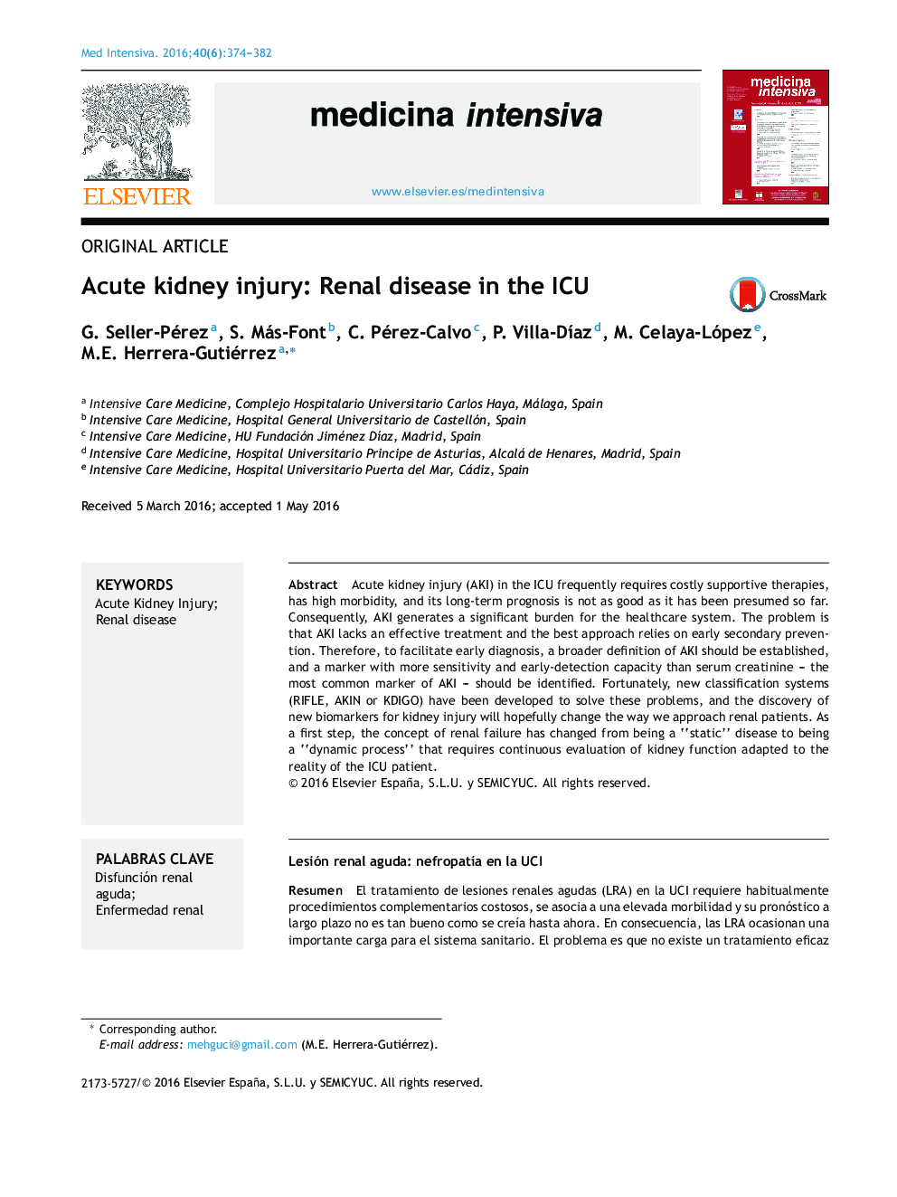 Acute kidney injury: Renal disease in the ICU