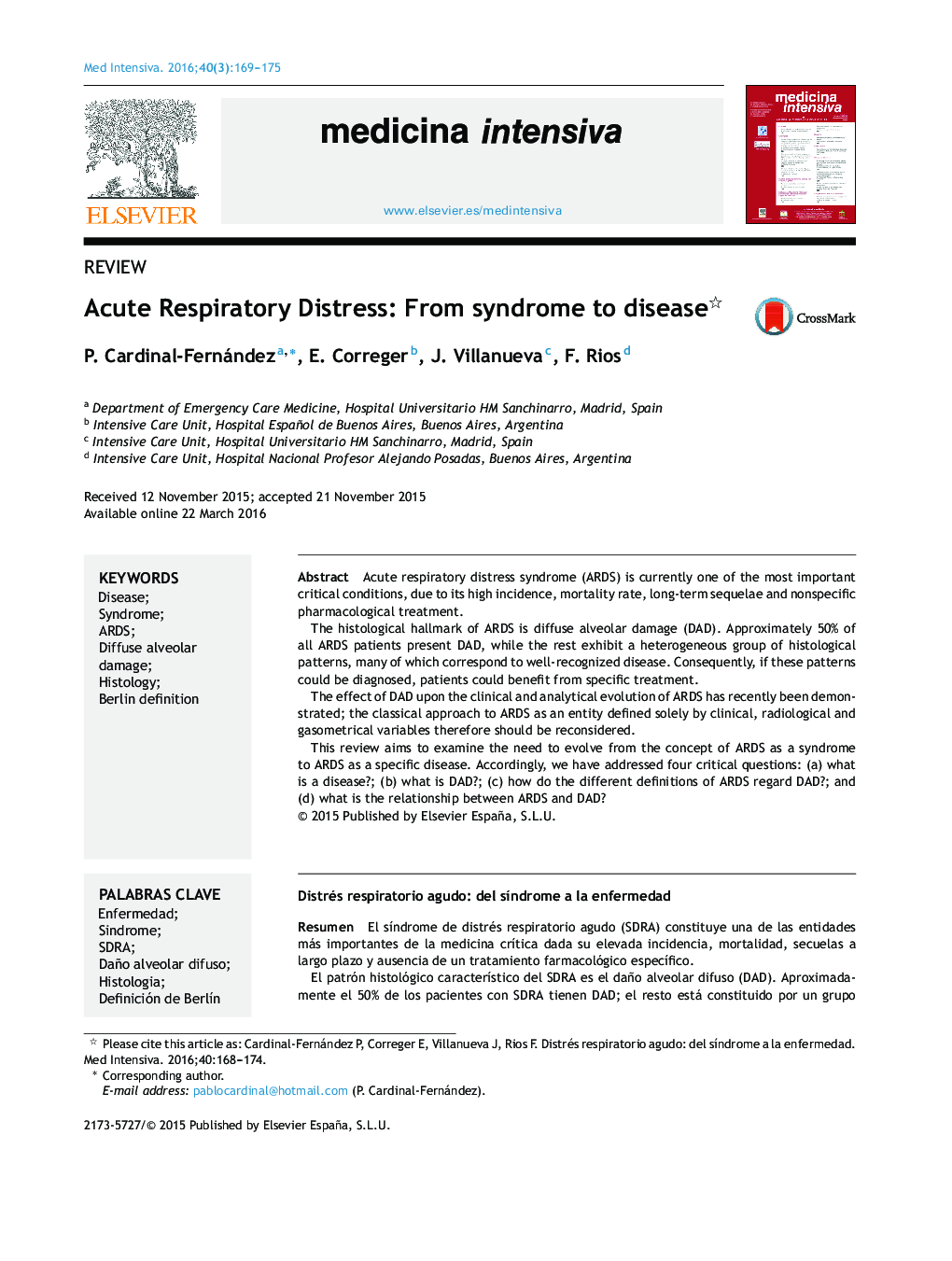 Acute Respiratory Distress: From syndrome to disease 