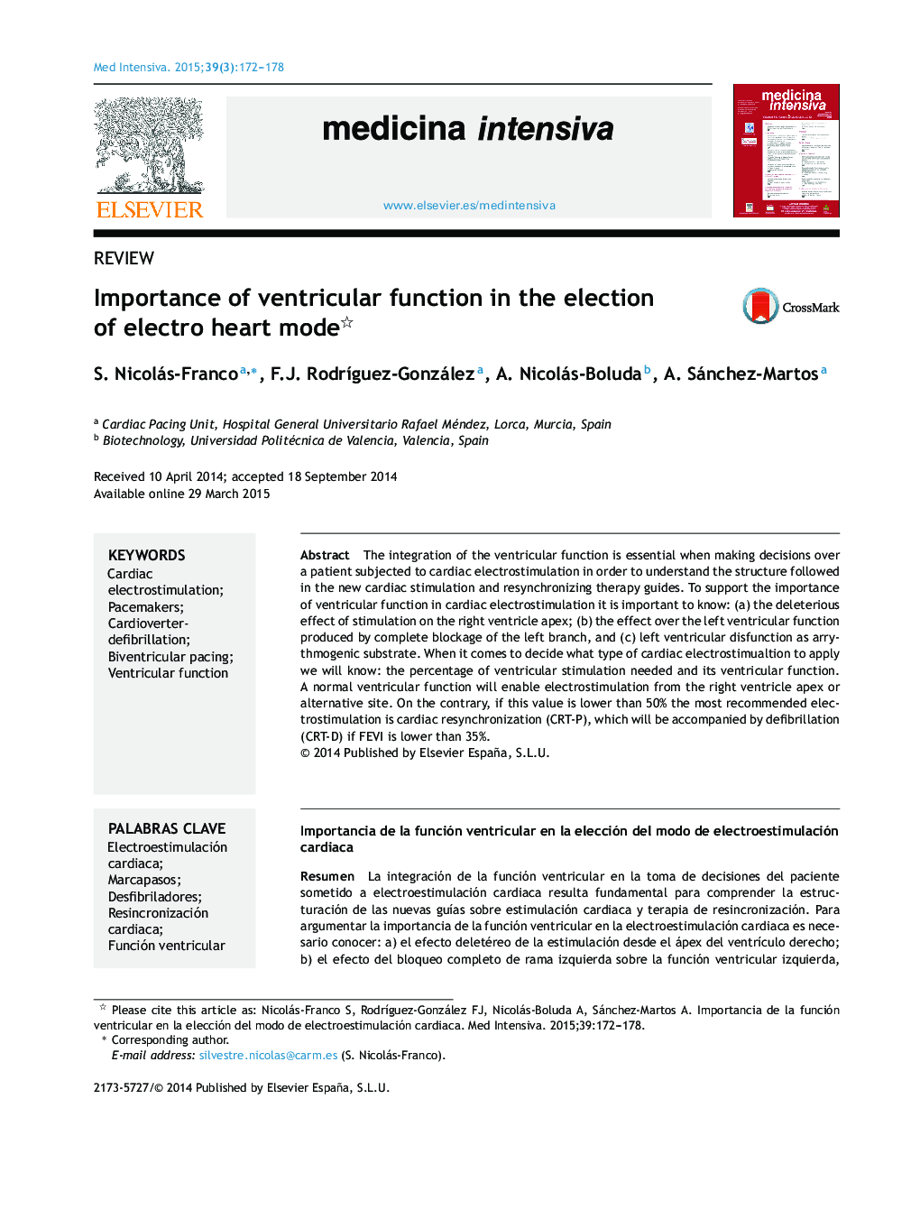 Importance of ventricular function in the election of electro heart mode 