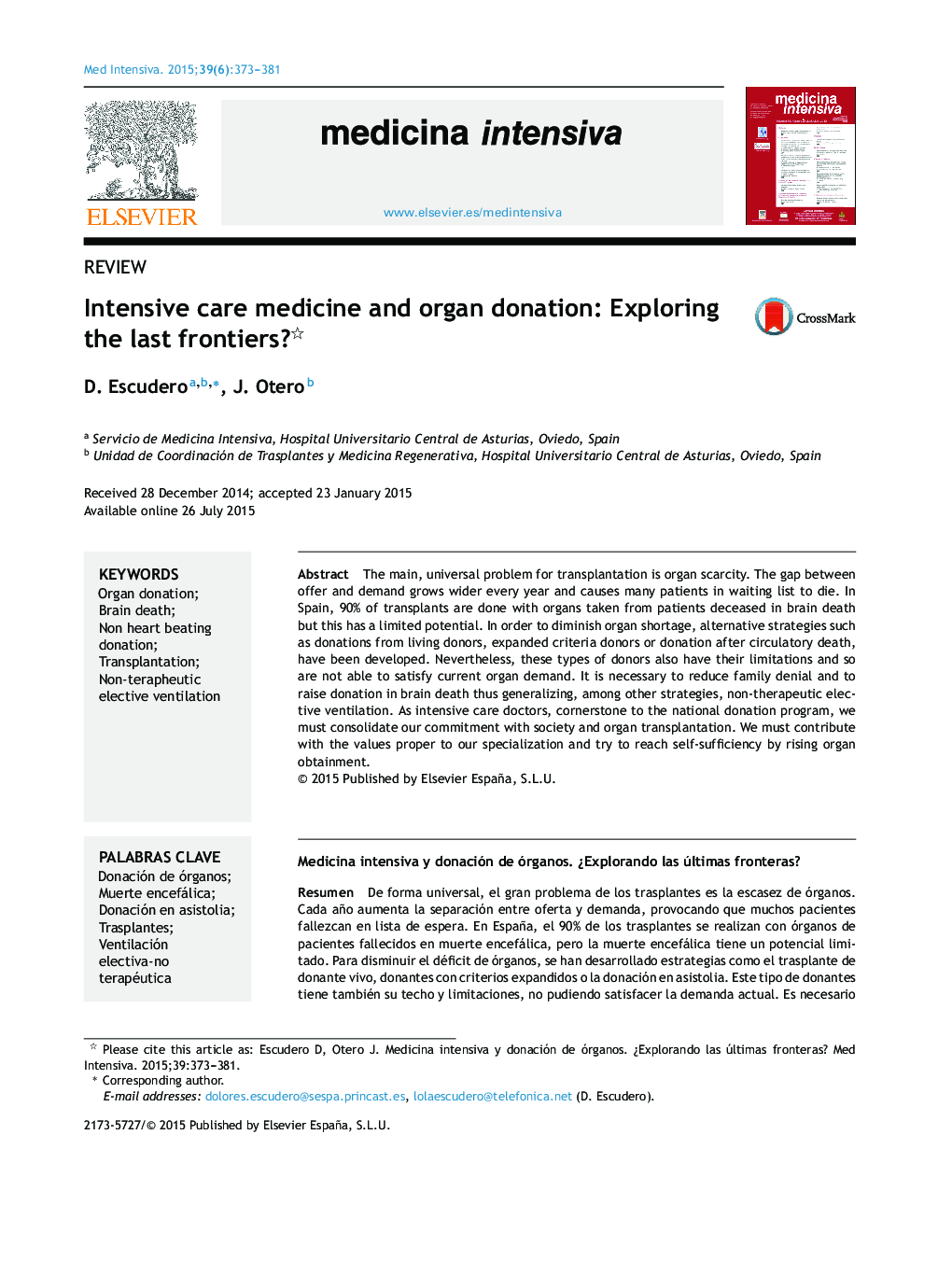 Intensive care medicine and organ donation: Exploring the last frontiers? 