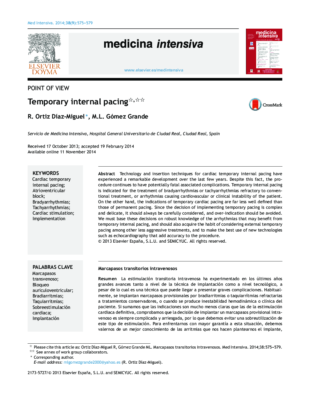 Temporary internal pacing 