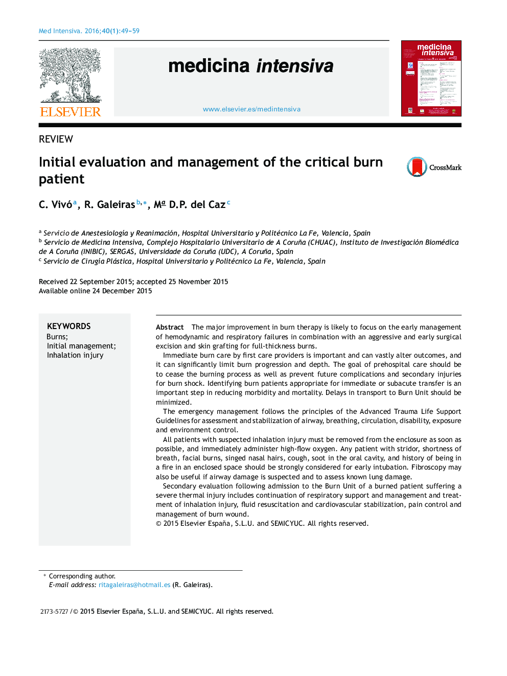 Initial evaluation and management of the critical burn patient