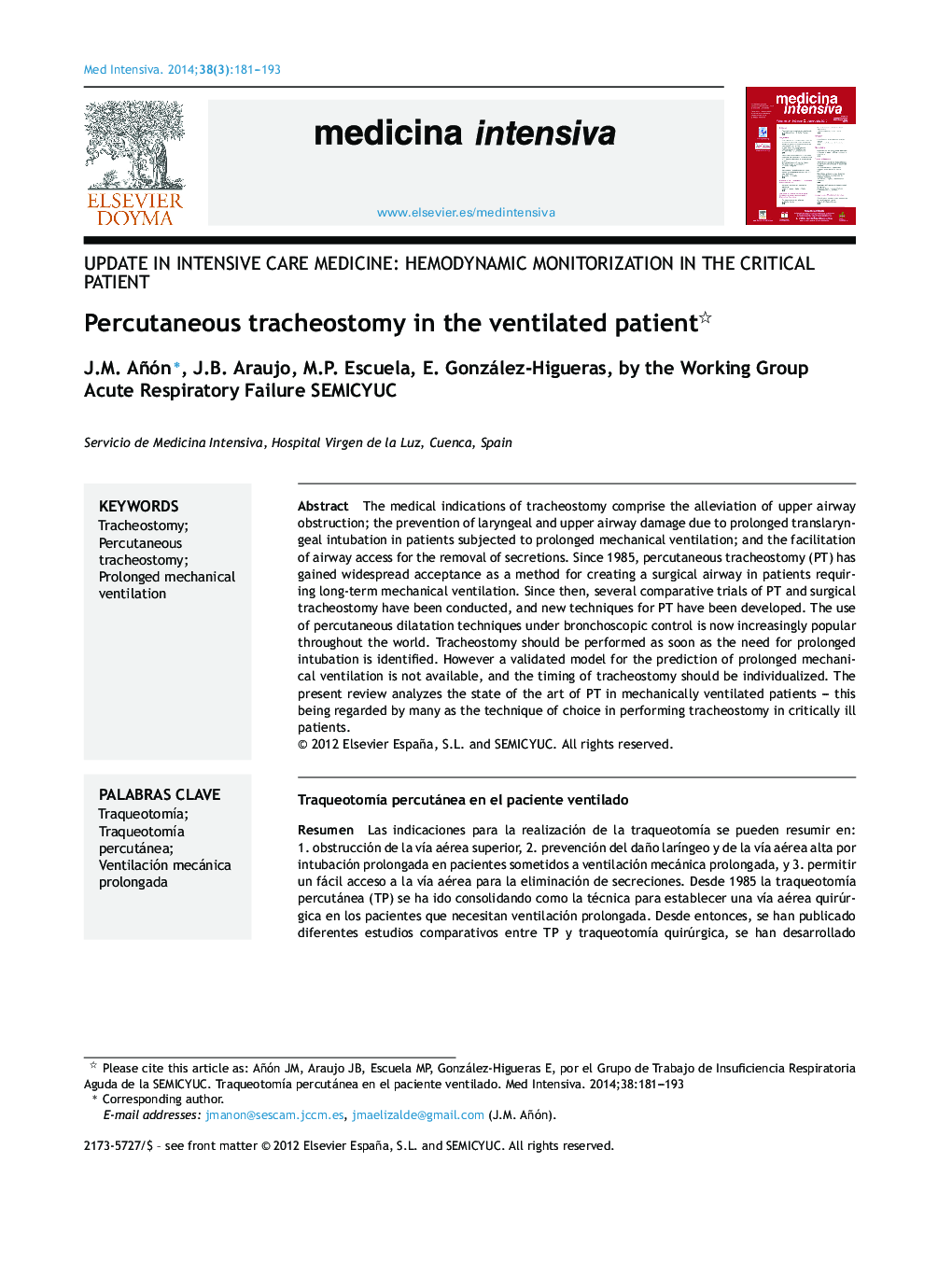 Percutaneous tracheostomy in the ventilated patient 