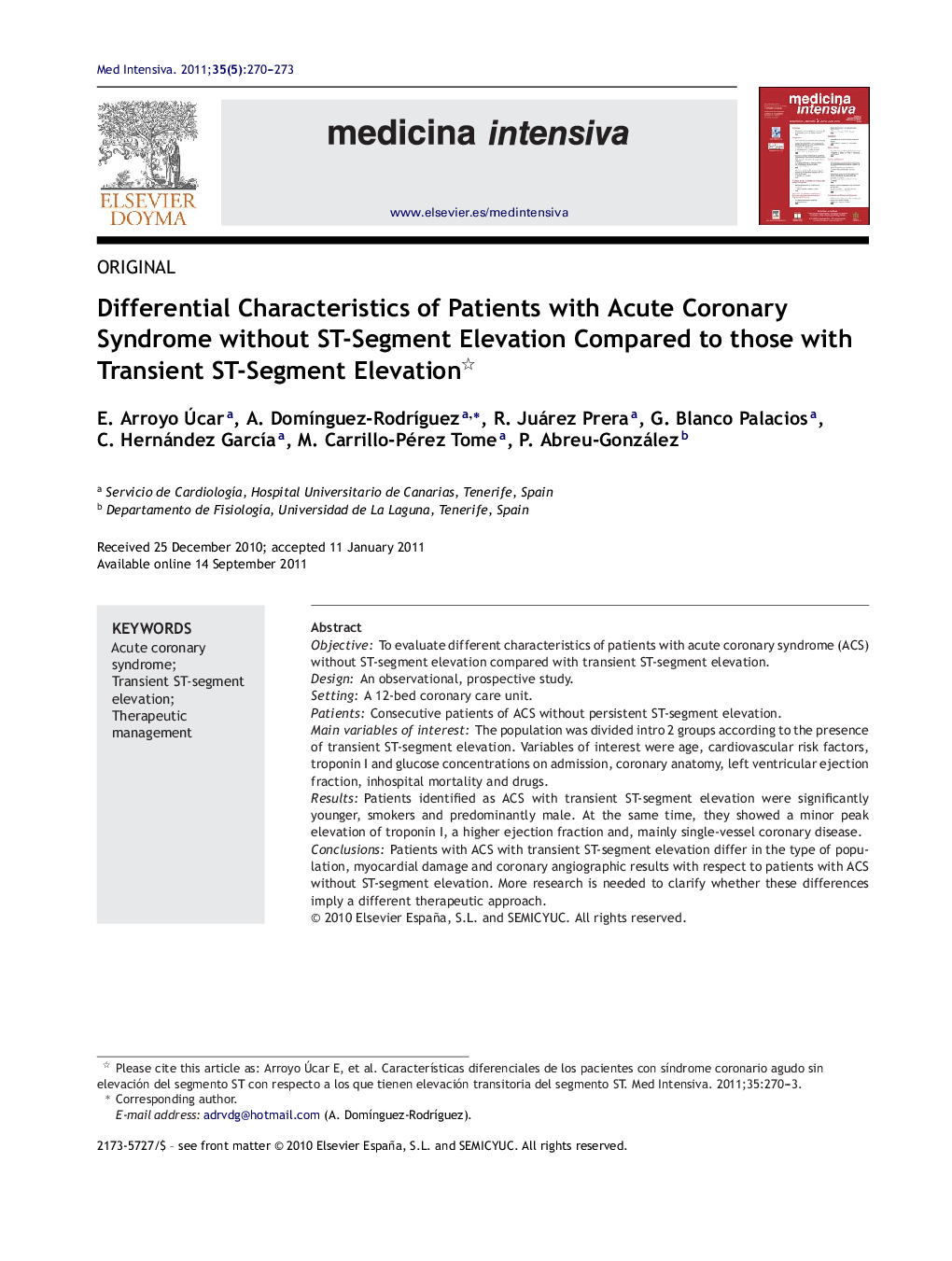 Differential Characteristics of Patients with Acute Coronary Syndrome without ST-Segment Elevation Compared to those with Transient ST-Segment Elevation 