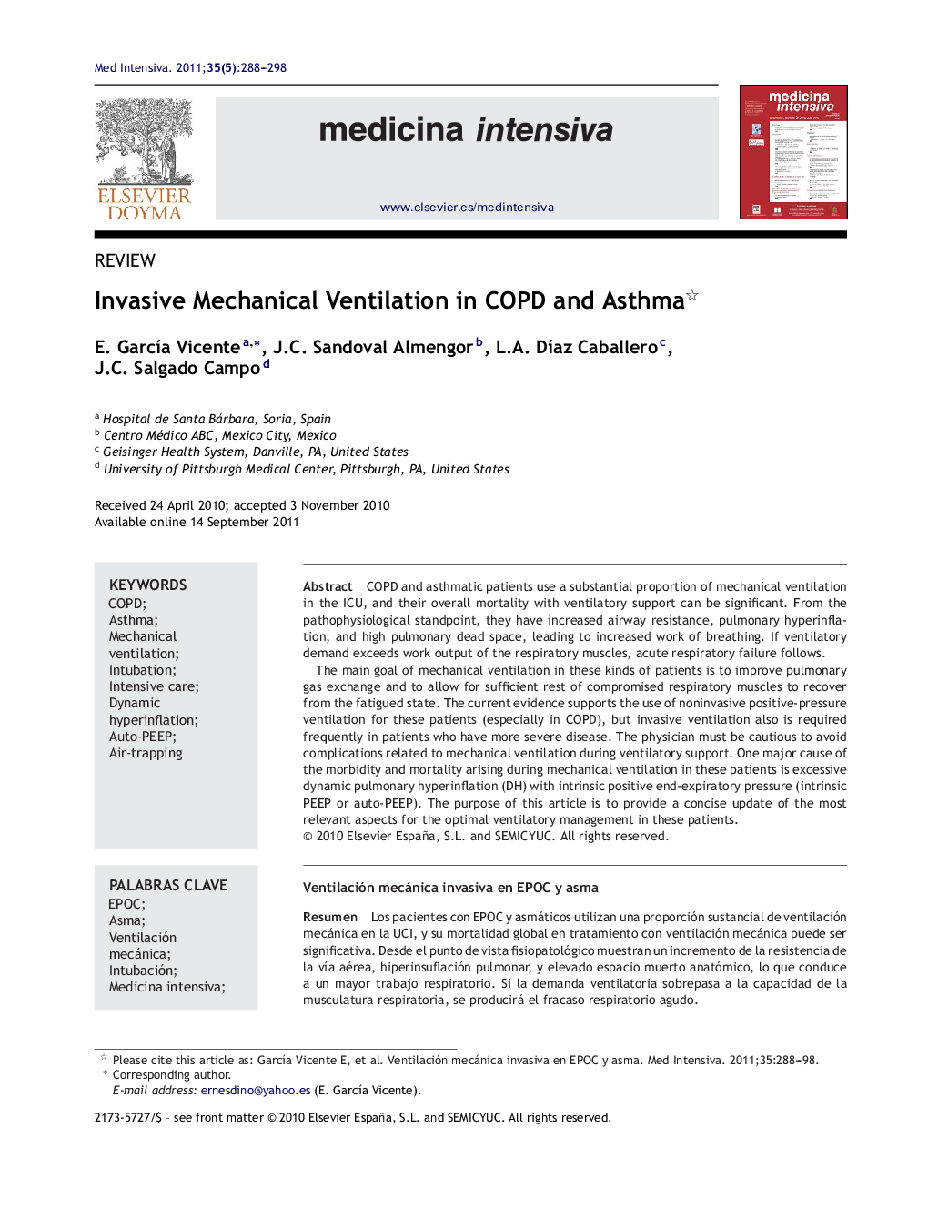 Invasive Mechanical Ventilation in COPD and Asthma