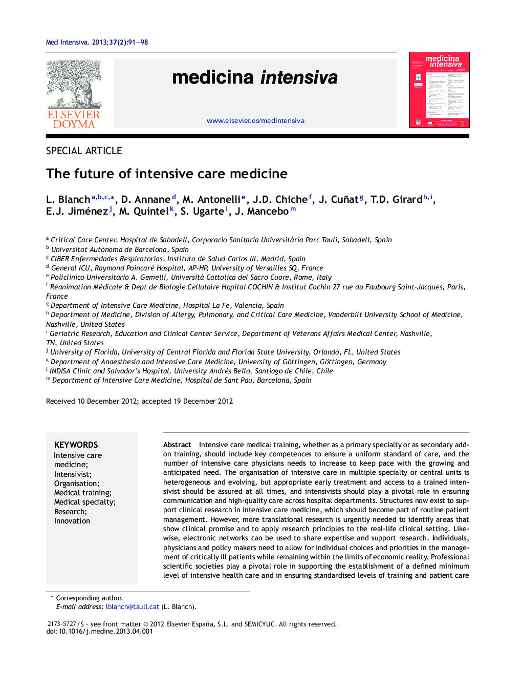 The future of intensive care medicine