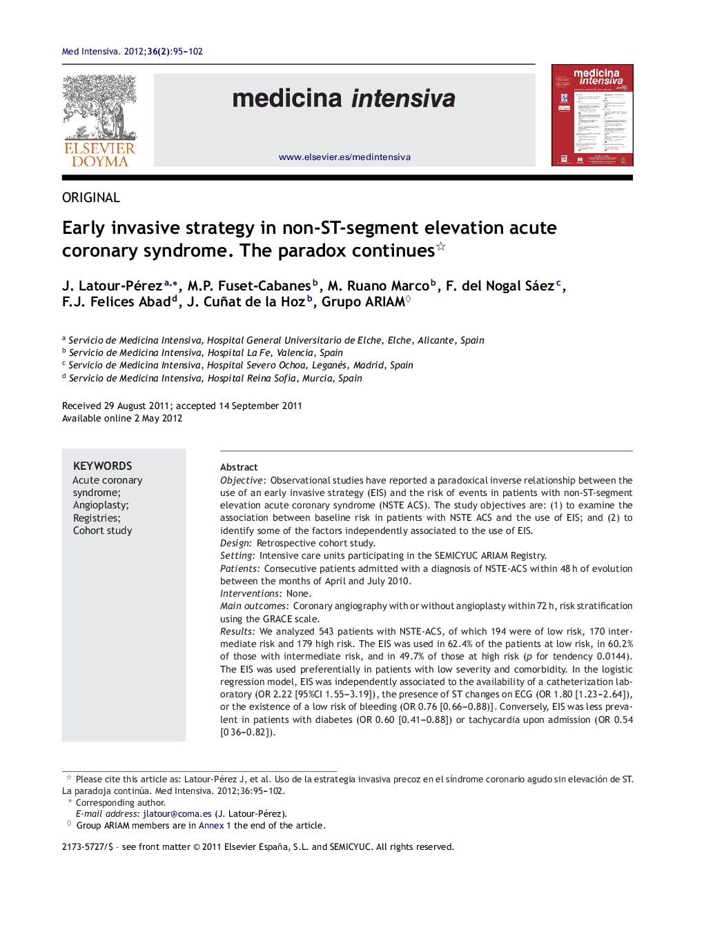 Early invasive strategy in non-ST-segment elevation acute coronary syndrome. The paradox continues