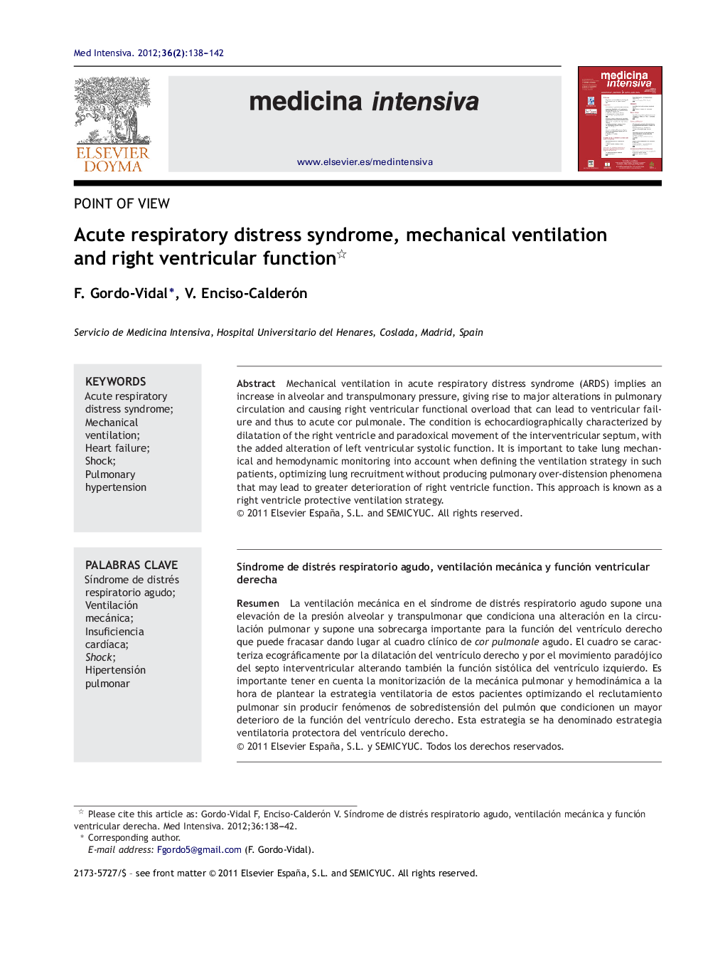 Acute respiratory distress syndrome, mechanical ventilation and right ventricular function 