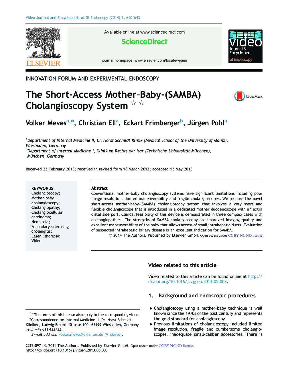 The Short-Access Mother–Baby-(SAMBA) Cholangioscopy System **