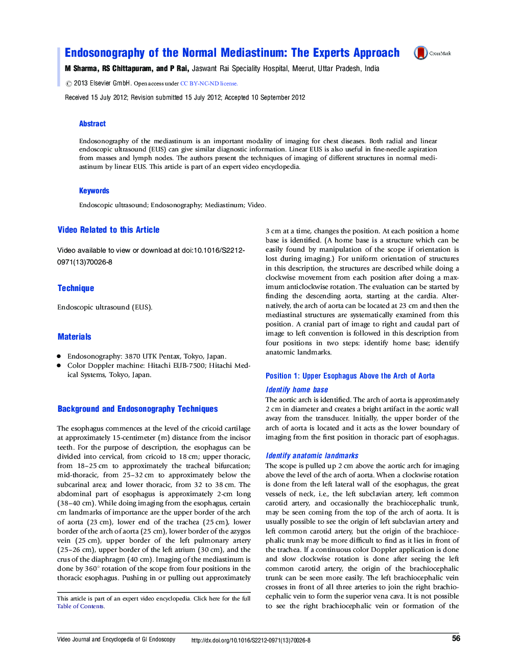 Endosonography of the Normal Mediastinum: The Experts Approach