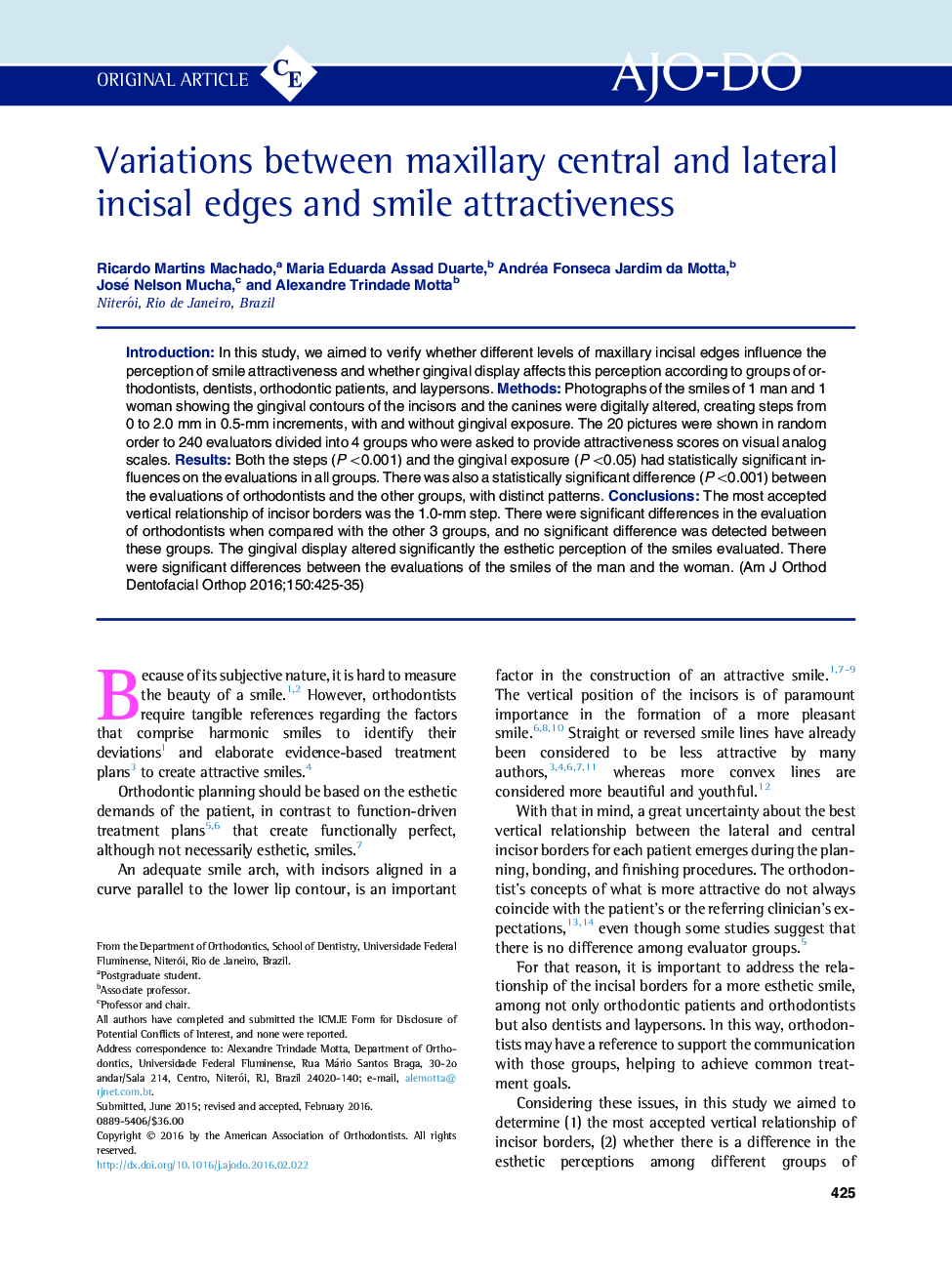 Variations between maxillary central and lateral incisal edges and smile attractiveness 