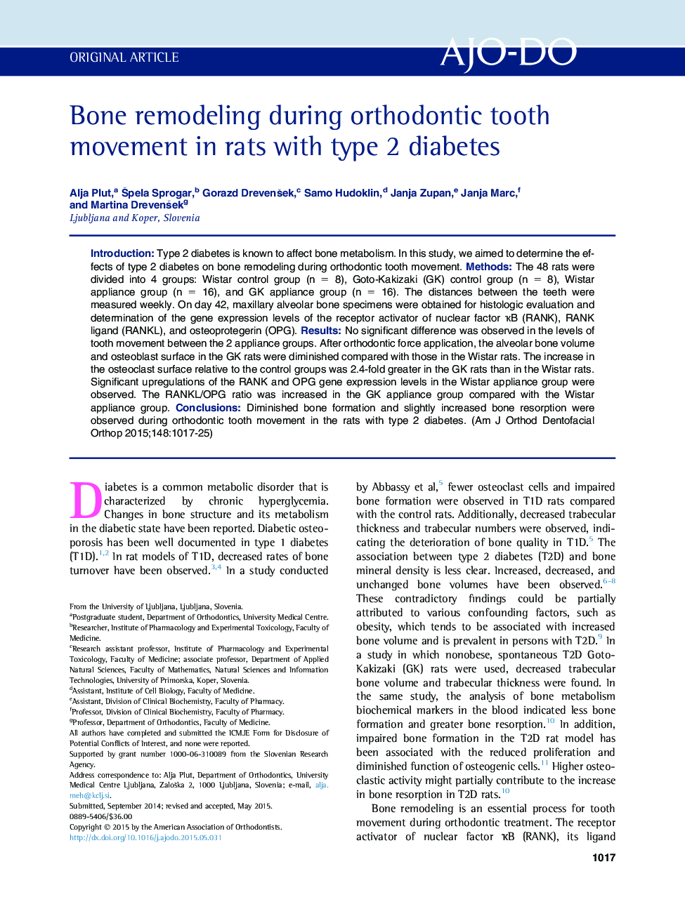 Bone remodeling during orthodontic tooth movement in rats with type 2 diabetes 