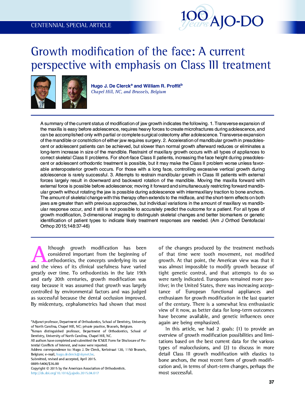 Growth modification of the face: A current perspective with emphasis on Class III treatment 