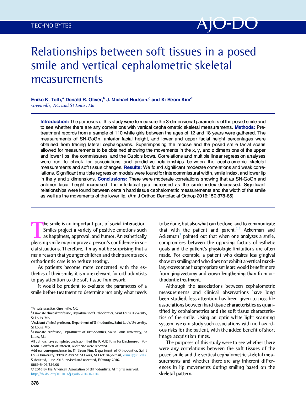 Relationships between soft tissues in a posed smile and vertical cephalometric skeletal measurements 