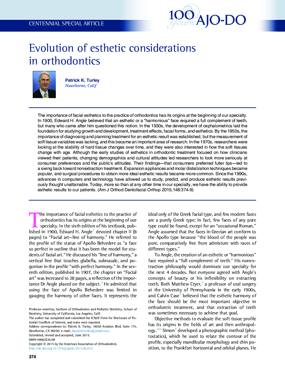 Evolution of esthetic considerations in orthodontics 