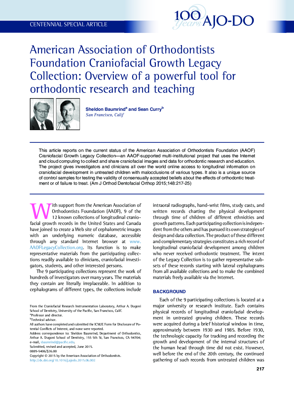 American Association of Orthodontists Foundation Craniofacial Growth Legacy Collection: Overview of a powerful tool for orthodontic research and teaching 