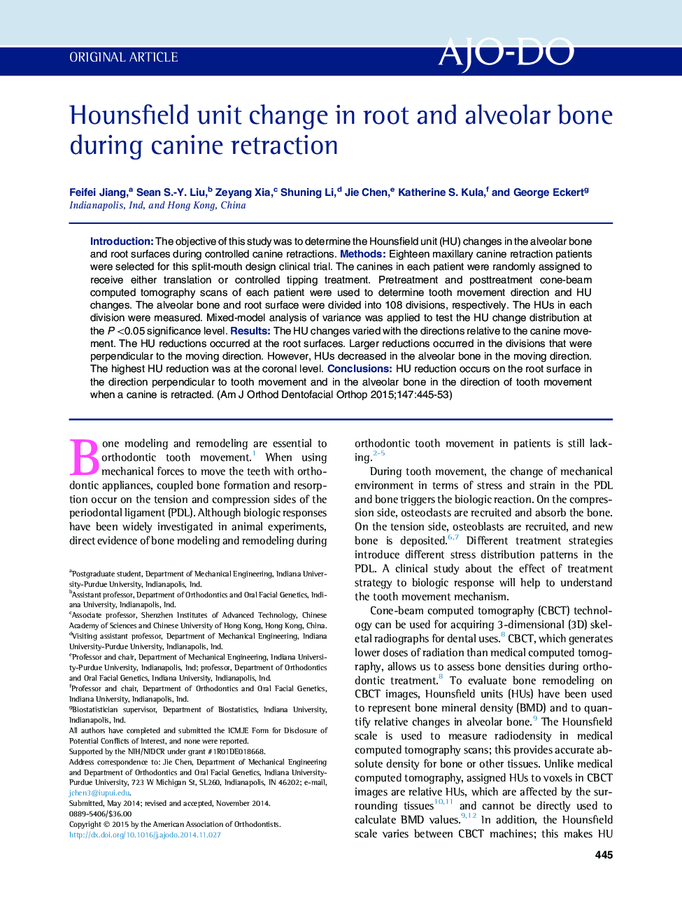 Hounsfield unit change in root and alveolar bone during canine retraction 