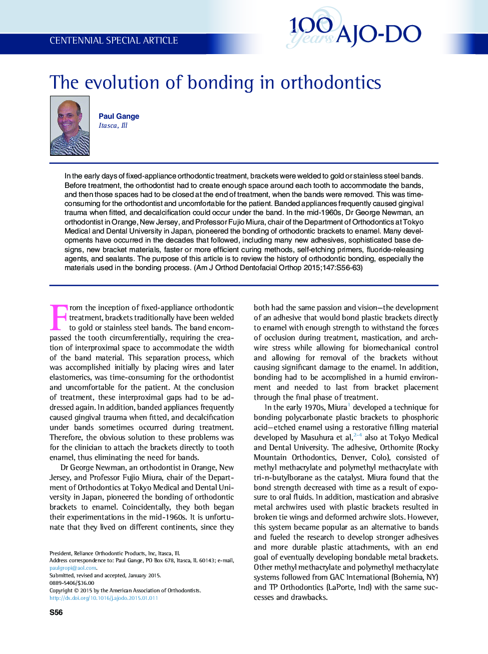 The evolution of bonding in orthodontics