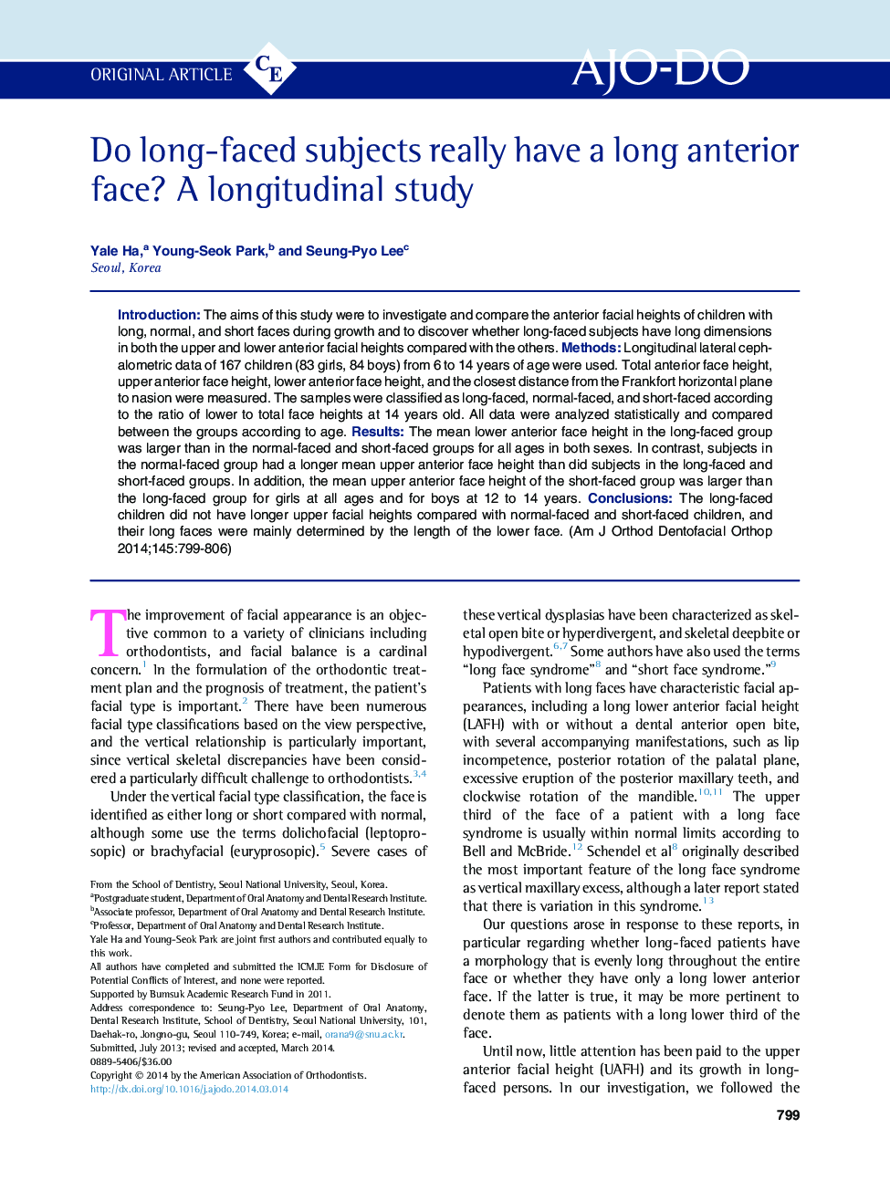 Do long-faced subjects really have a long anterior face? A longitudinal study