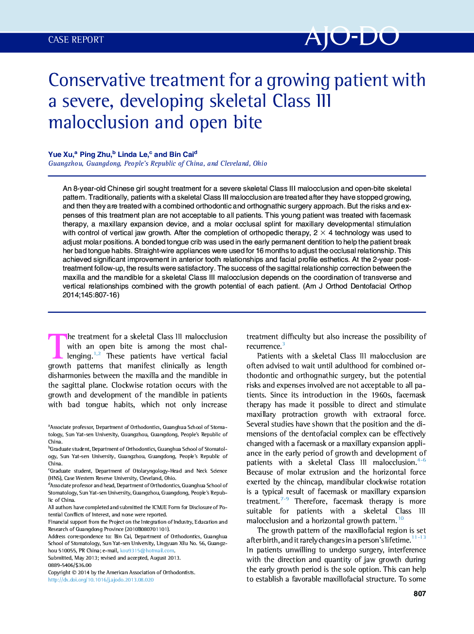 Conservative treatment for a growing patient with a severe, developing skeletal Class III malocclusion and open bite 