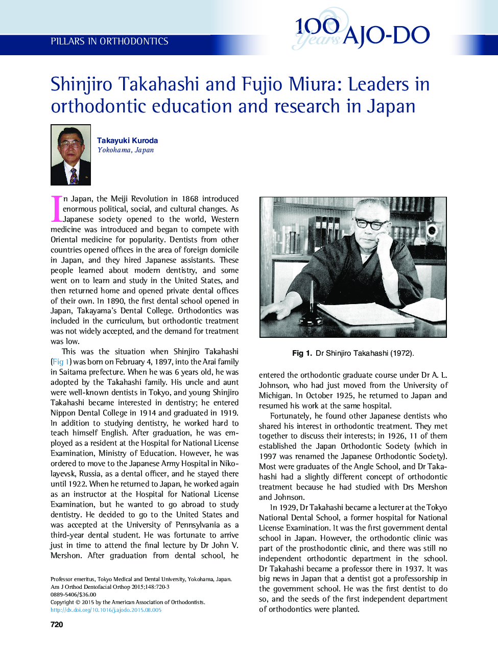 Shinjiro Takahashi and Fujio Miura: Leaders in orthodontic education and research in Japan