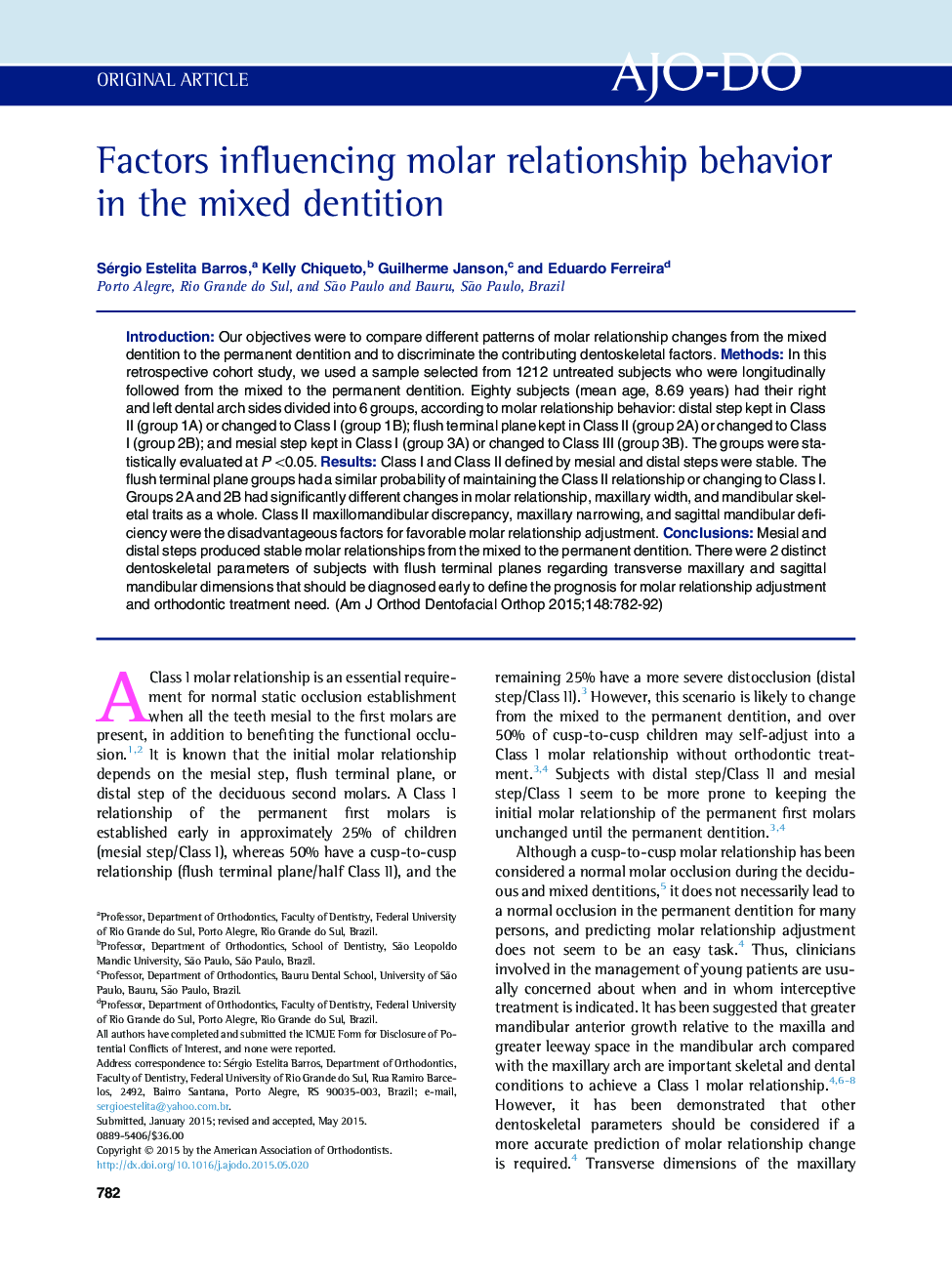 Factors influencing molar relationship behavior in the mixed dentition 