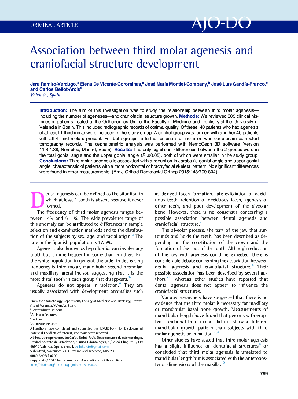 Association between third molar agenesis and craniofacial structure development 