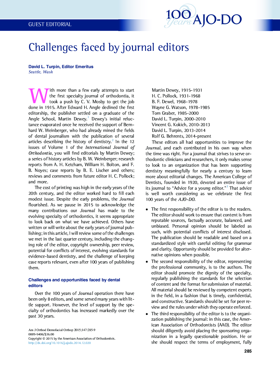 Challenges faced by journal editors